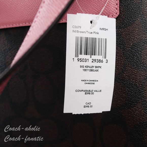 NWT Coach Kenley Backpack In Signature Canvas Brown True Pink - Picture 7 of 12